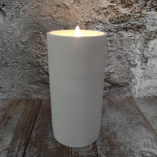 Candl LED stompkrs.+timer cement 7.5H15cm