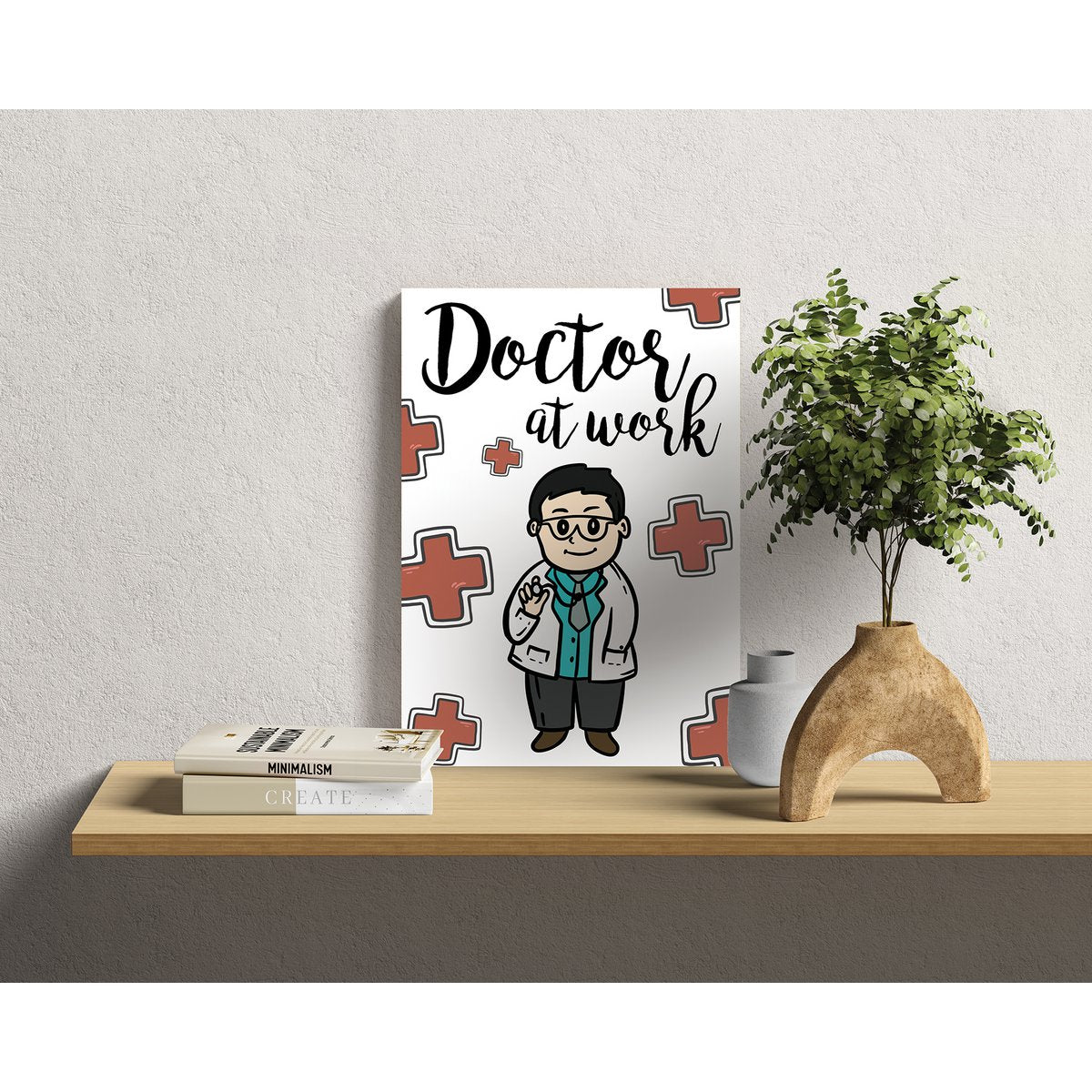HOUTEN WANDBORD: Doctor at Work!