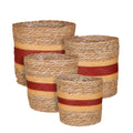Set/4 mand zeegras naturel/zalm/bordo D25 H25cm
