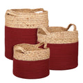 Torba mand rond d.rood set van 3 - h32xd33cm