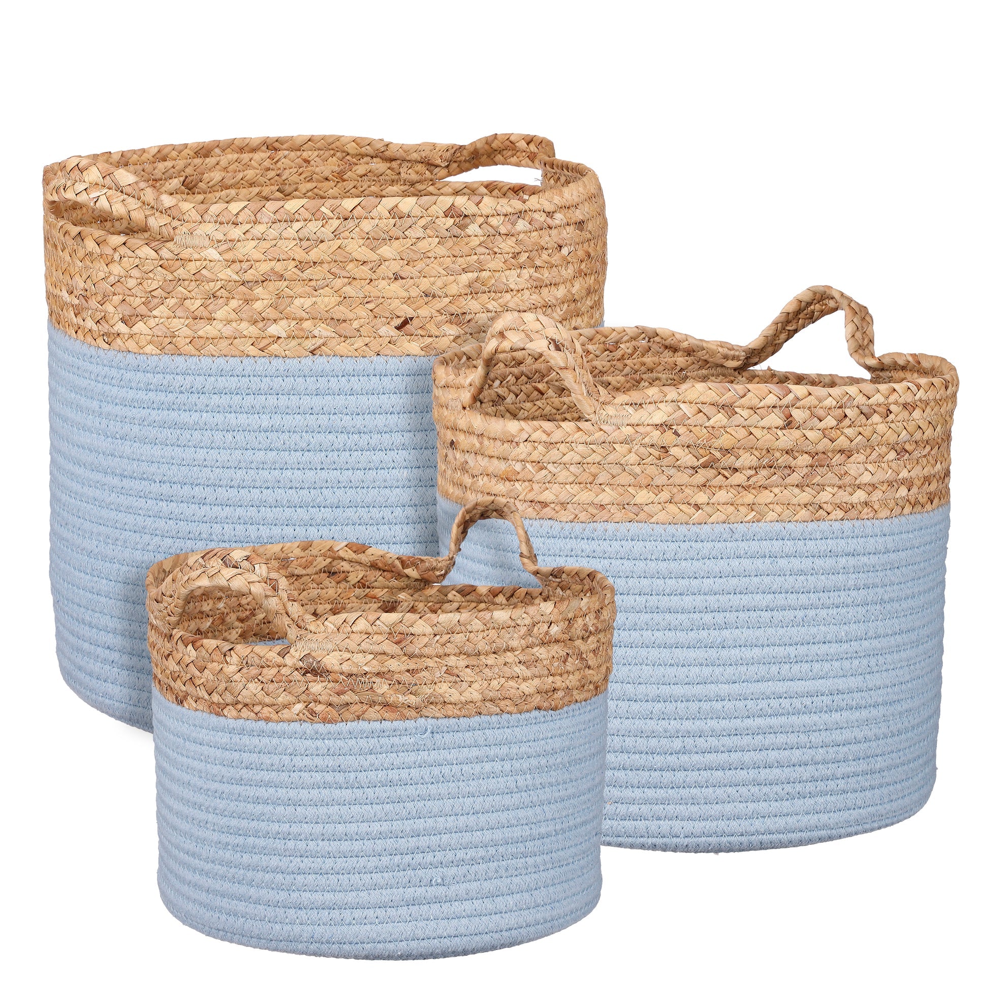 Torba mand rond l.blauw set van 3 - h32xd33cm