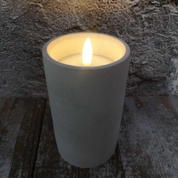 Candl LED stompkrs.+timer cement 7.5H12.5cm