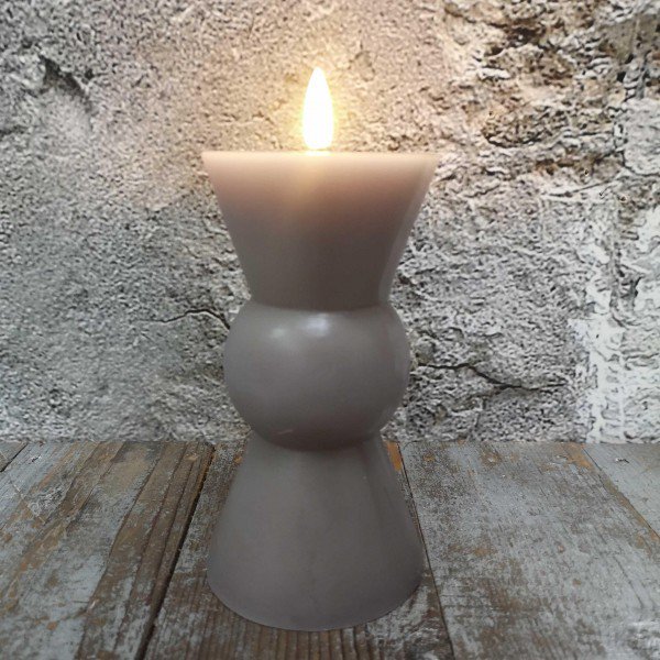 Candl LED zandloper taupe+timer 8H15cm