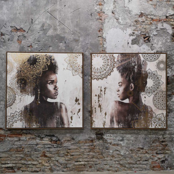 Gaia African lady 100x100 set van 2 stuks