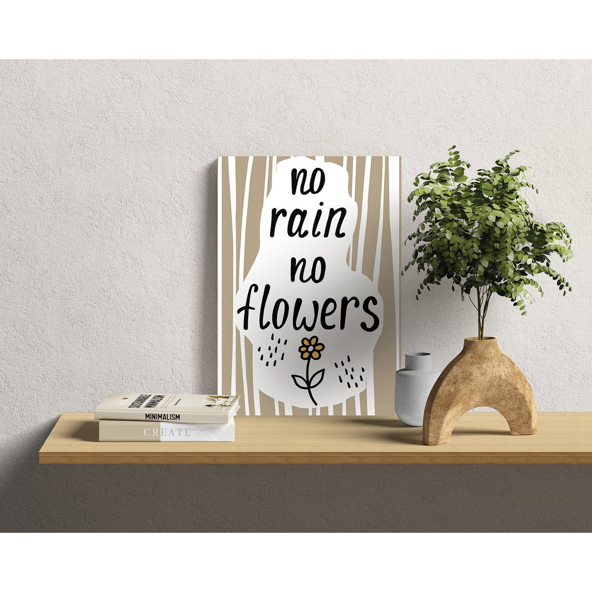 HOUTEN WANDBORD: Geen regen, geen bloemen!
