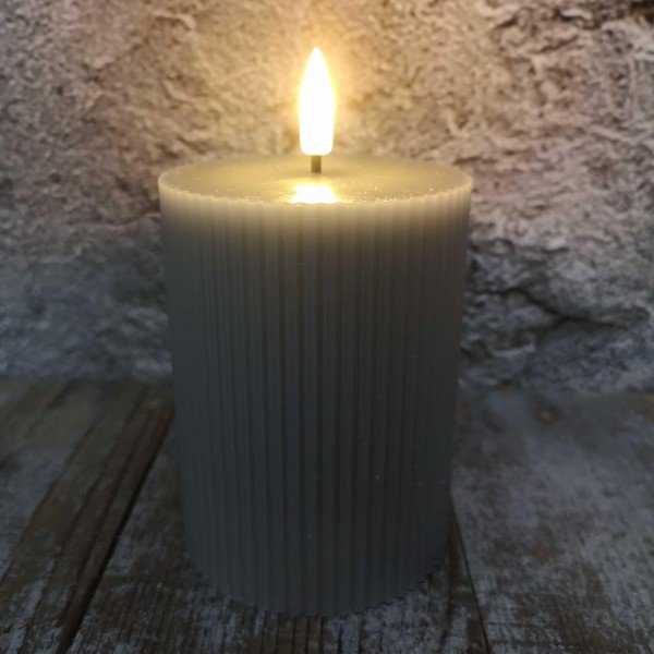 Candl LED stompkrs.+timer taupe 7.5H10cm