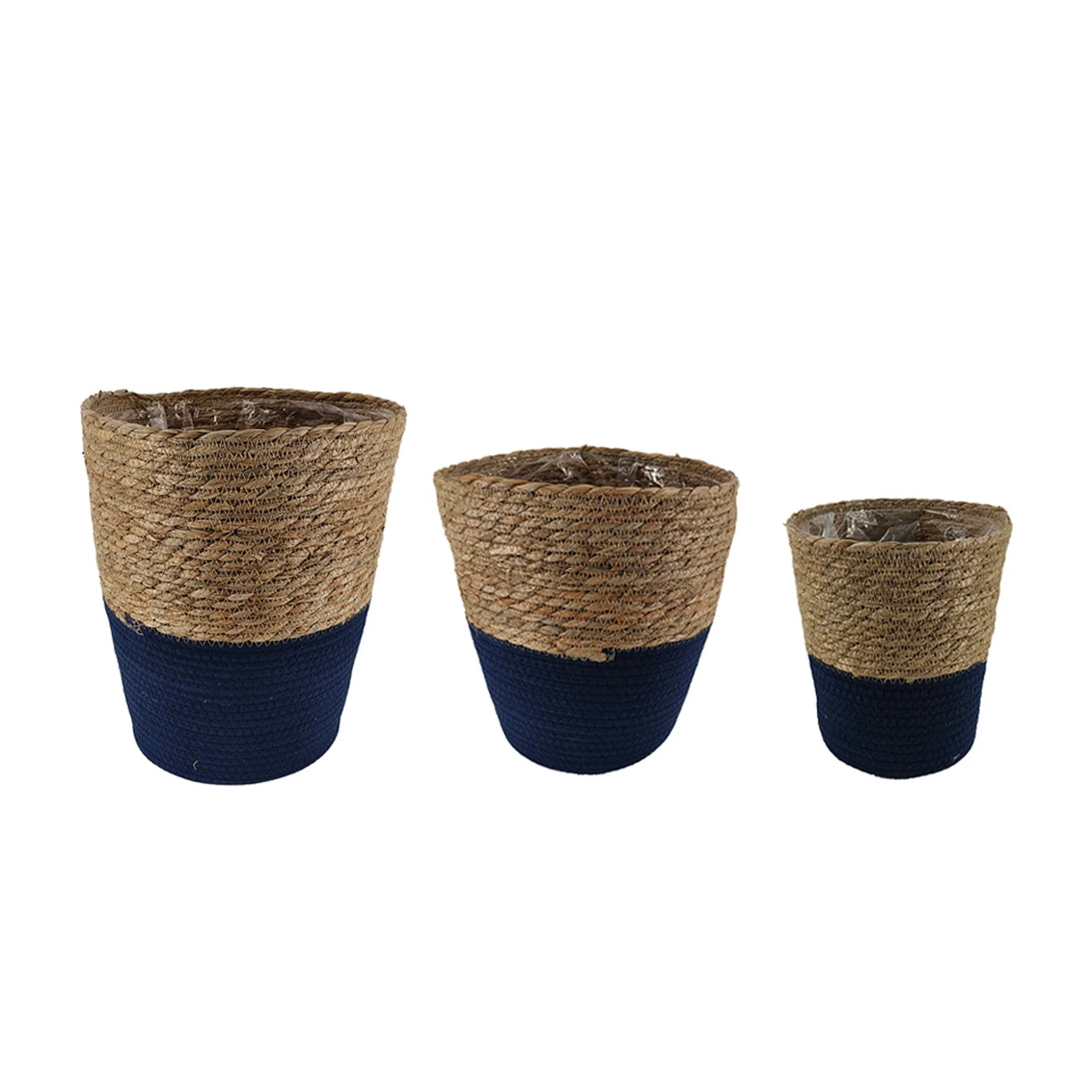 S/3 Pot Jardim w/Plastic D30 H35cm Dark Blue