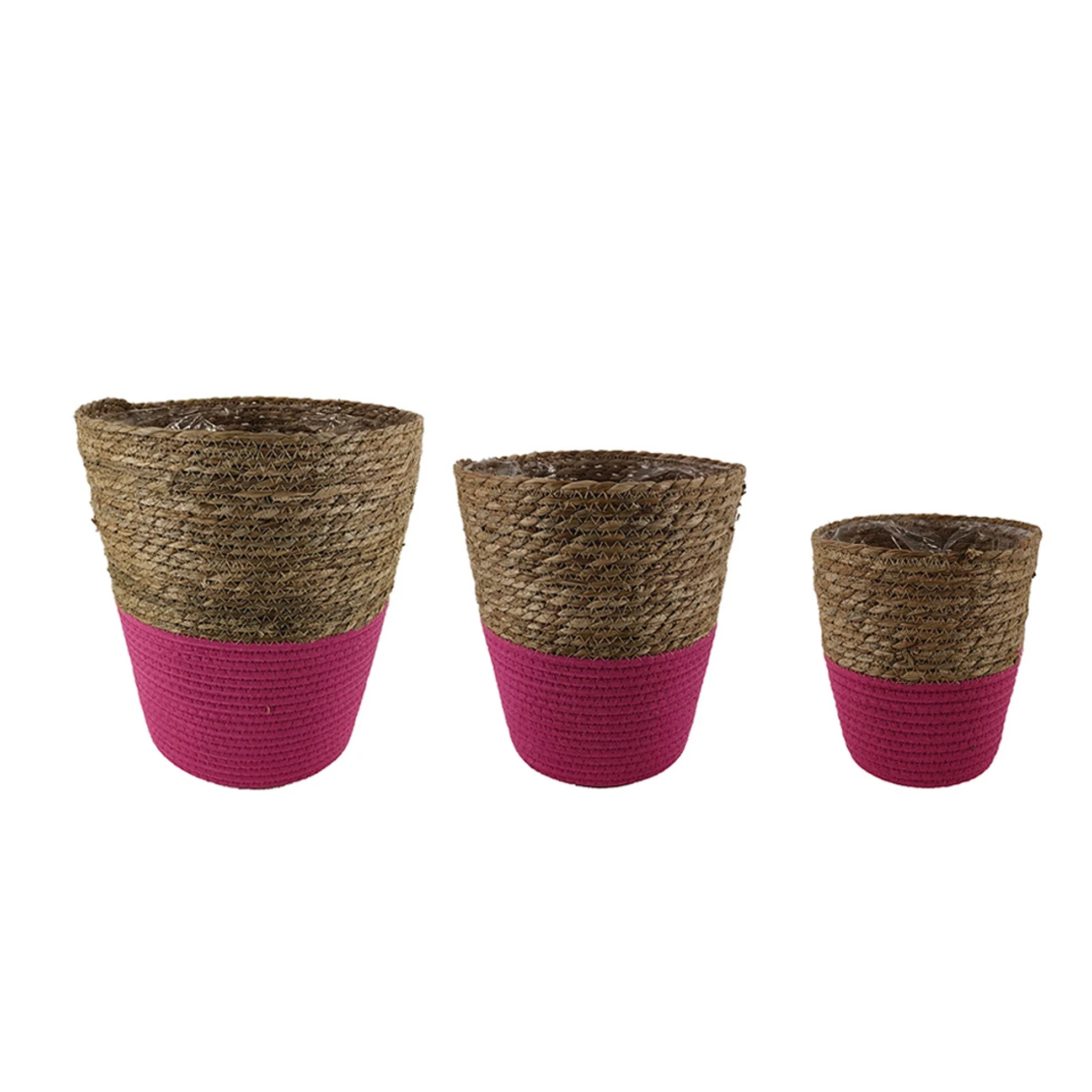 S/3 Pot Jardim w/Plastic D30 H35cm Fuchsia