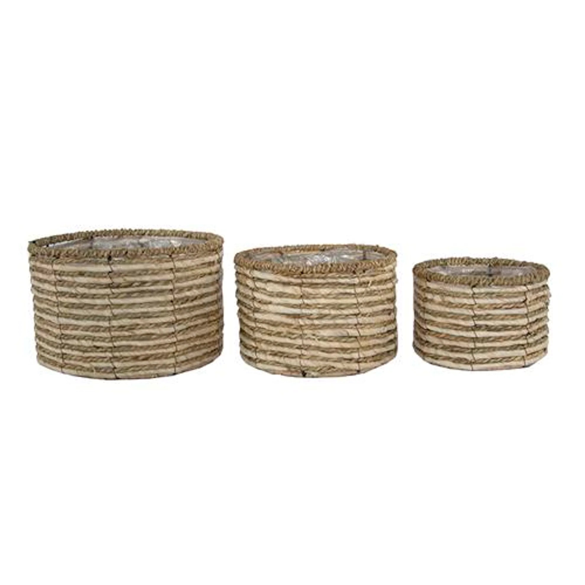 S/3 Basket Fortuna Round D25 H16cm Natural