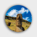 Muurcirkel "Moais Hoofd Paaseiland Natuur" | Wandcirkel