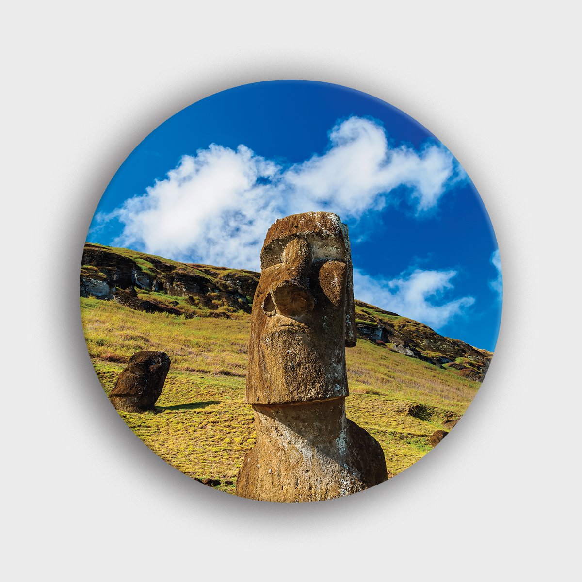 Muurcirkel "Moais Hoofd Paaseiland Natuur" | Wandcirkel