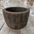 Wood pot curved D28/33xH20cm