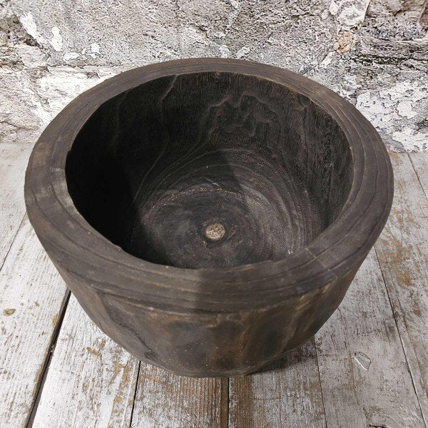 Wood pot curved D28/33xH20cm