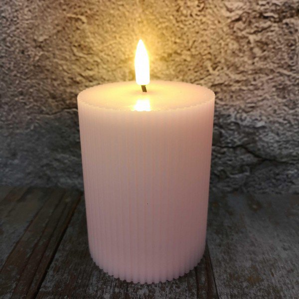 Candl LED stompkrs.+timer oudroze 7.5H10cm