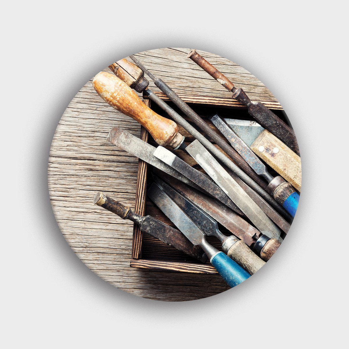 Muurcirkel "Schrijnwerker Gereedschap voor Houtbewerking" | Wandcirkel