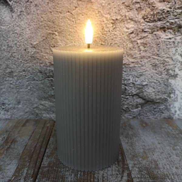 Candl LED stompkrs.+timer taupe 7.5H12.5cm