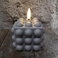 Candl LED kubus + timer taupe 8.5cm