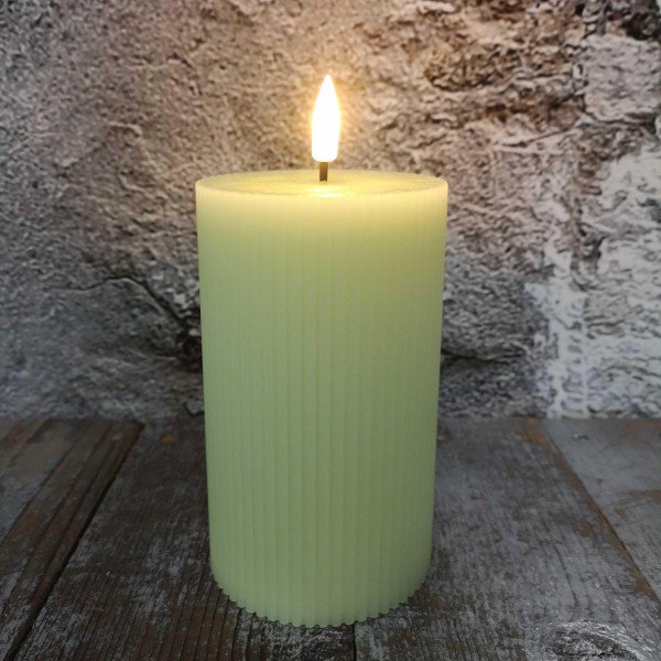 Candl LED stomkrs.+timer green 7.5H12.5cm