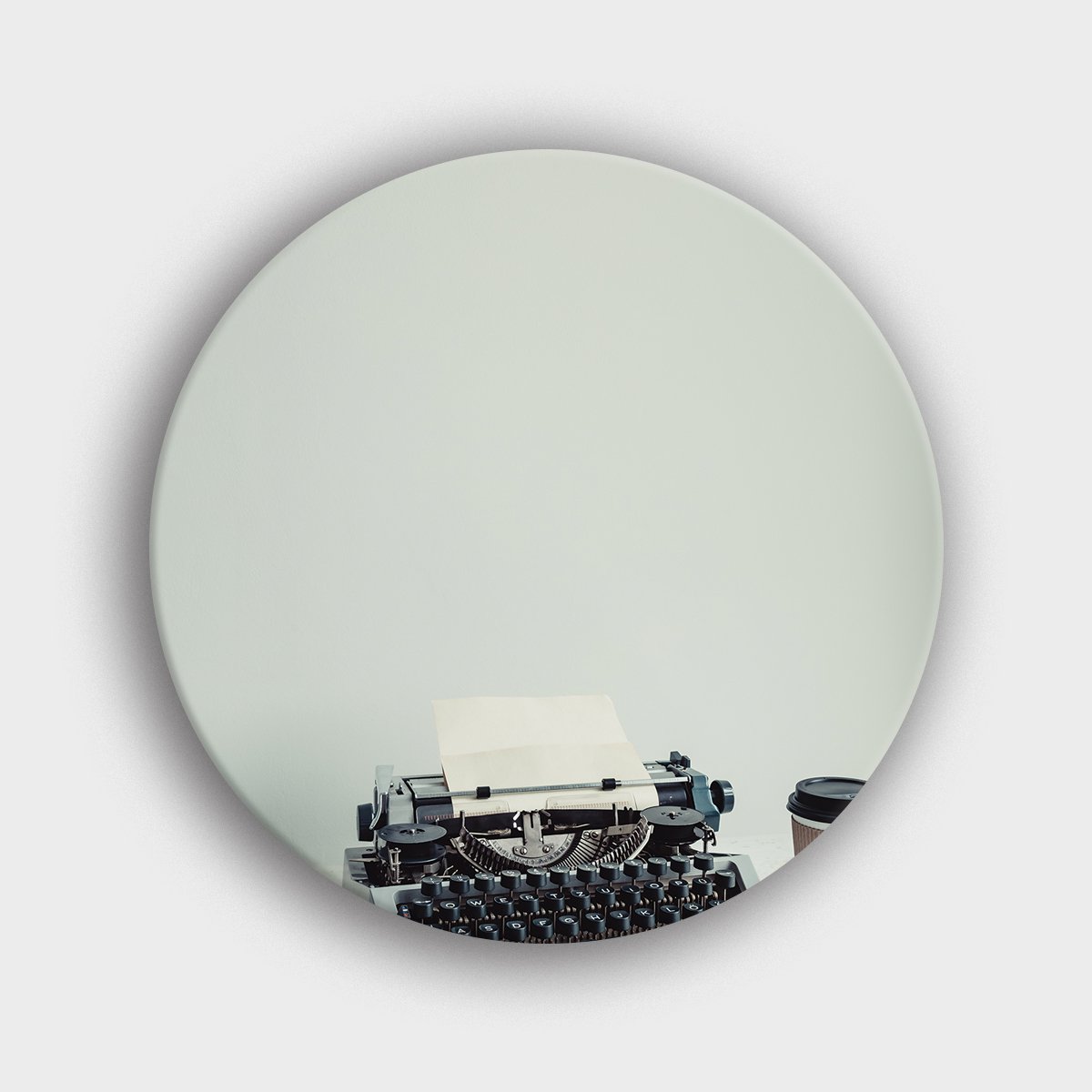 Muurcirkel "Retro Typewriter Met Koffie - Typemachine / Schrijfmachine - Vintage" | Wandcirkel