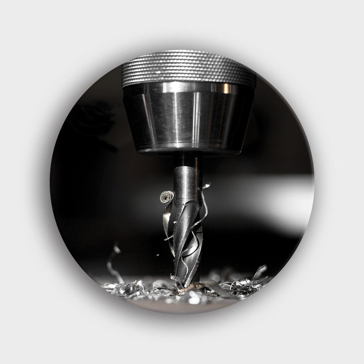 Muurcirkel "Werkhuis Metaal Boren Black & White " | Wandcirkel