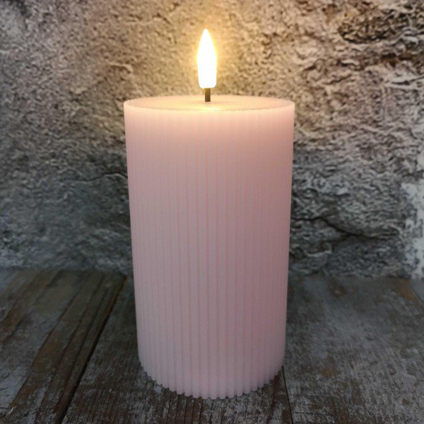 Candl LED stompkrs.+timer oudroze 7.5H12.5cm