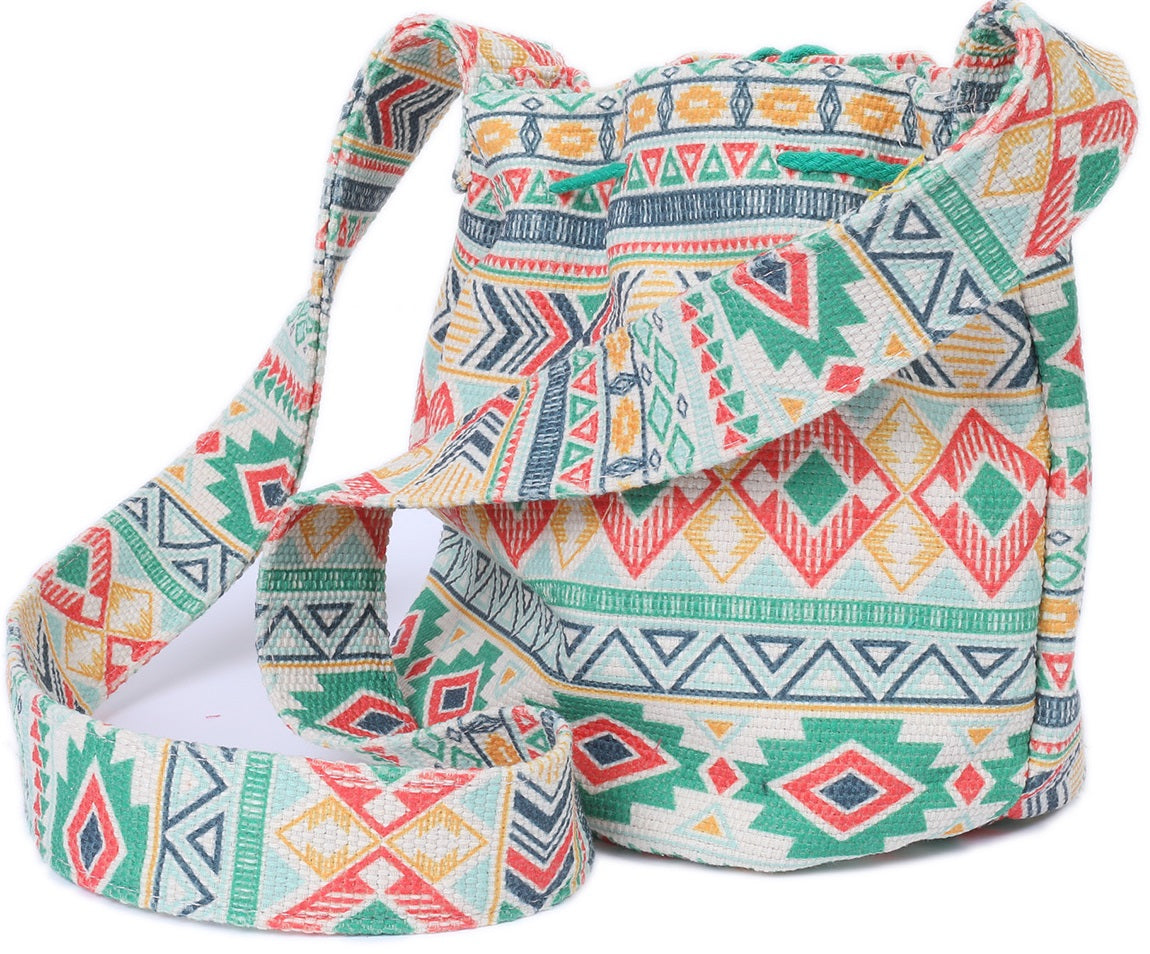 BAG813-002-3 Cotton Bucket Bag 24x17cm Green