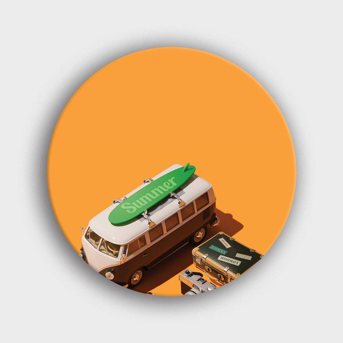 Muurcirkel "Volkswagen Busje Travel Summer " | Wandcirkel