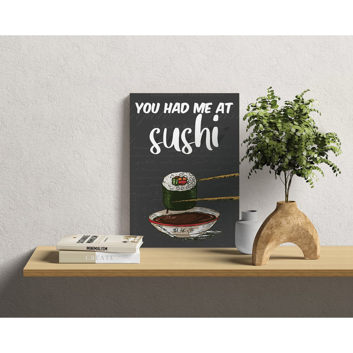 HOUTEN WANDBORD: Je had me bij Sushi!