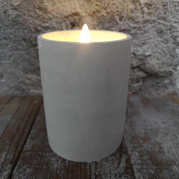 Candl LED stompkrs.+timer cement 7.5H10cm