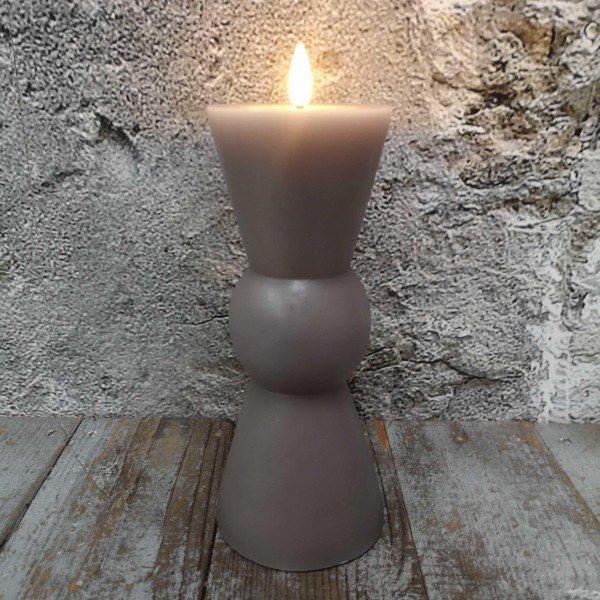 Candl LED zandloper taupe+timer 8H20cm