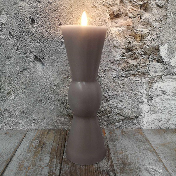 Candl LED zandloper taupe+timer 8H25cm