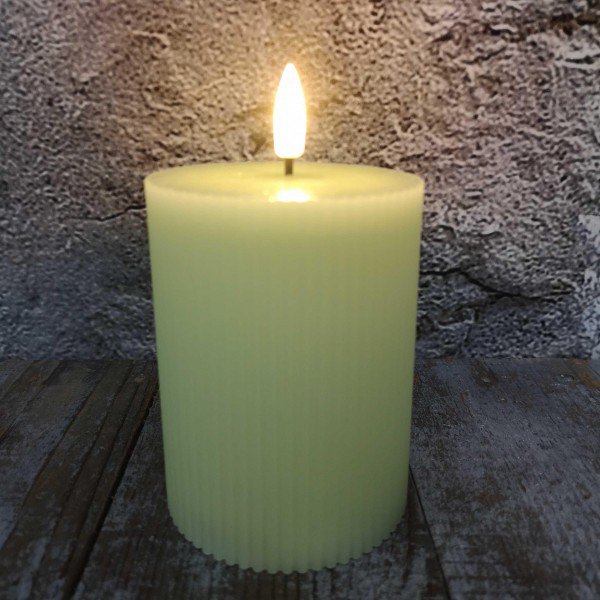 Candl LED stompkrs.+timer green 7.5H10cm