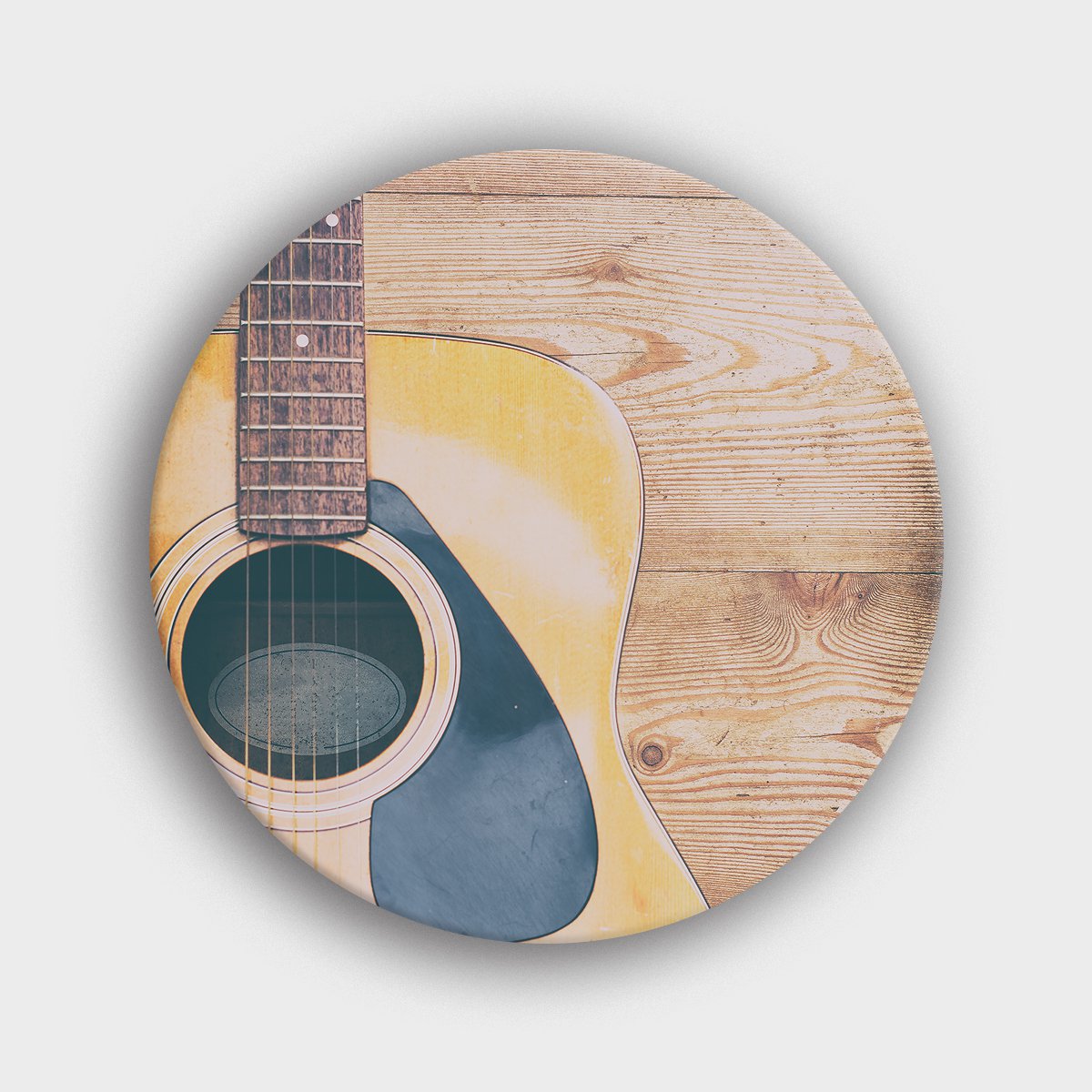 Muurcirkel "Acoustische Gitaar Met Houten Achtergrond" | Wandcirkel