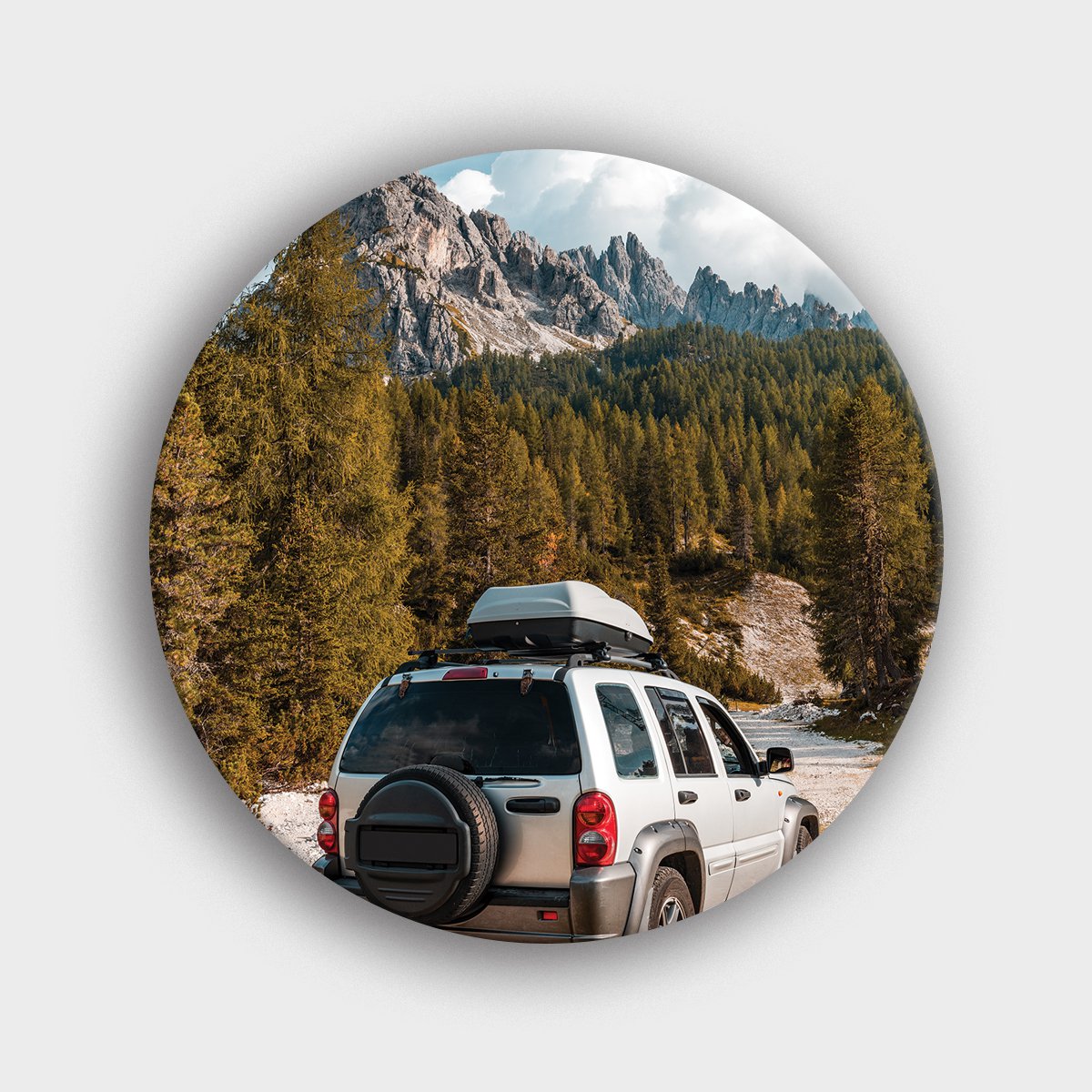 Muurcirkel "Roadtrip In De Bergen En Het Bos" | Wandcirkel