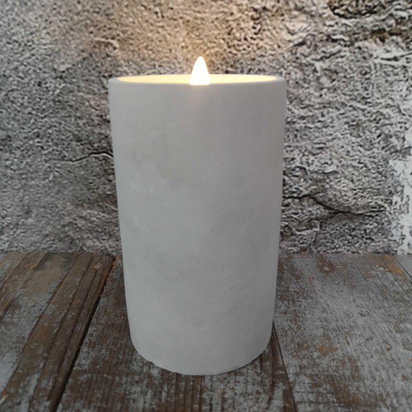 Candl LED stompkrs.+timer cement 7.5H12.5cm