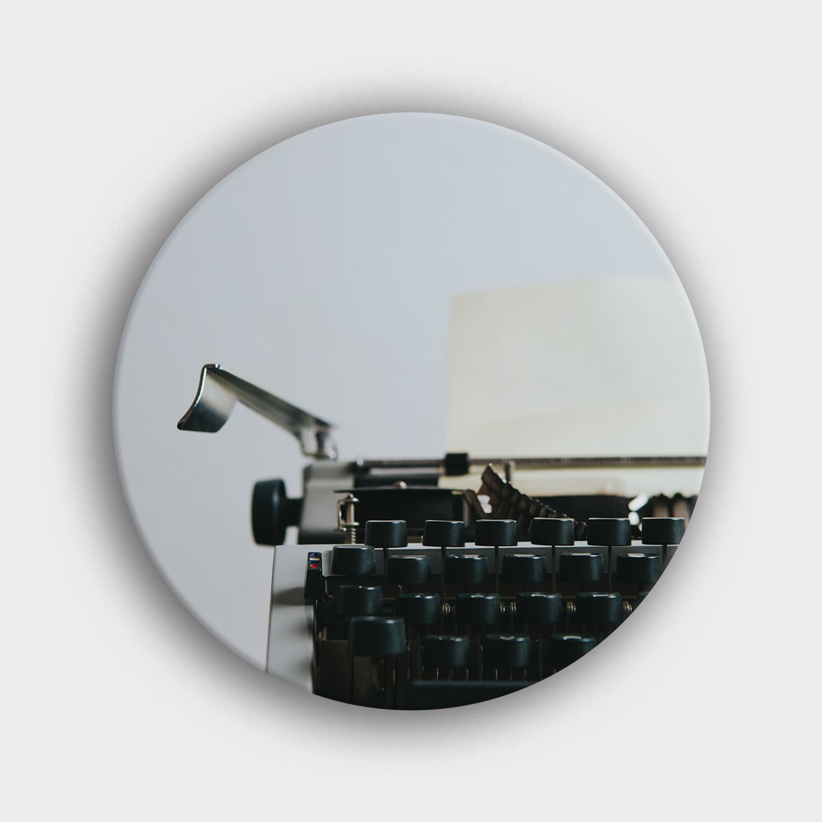Muurcirkel "Retro Typewriter Vooraanzicht - Typemachine / Schrijfmachine - Vintage" | Wandcirkel