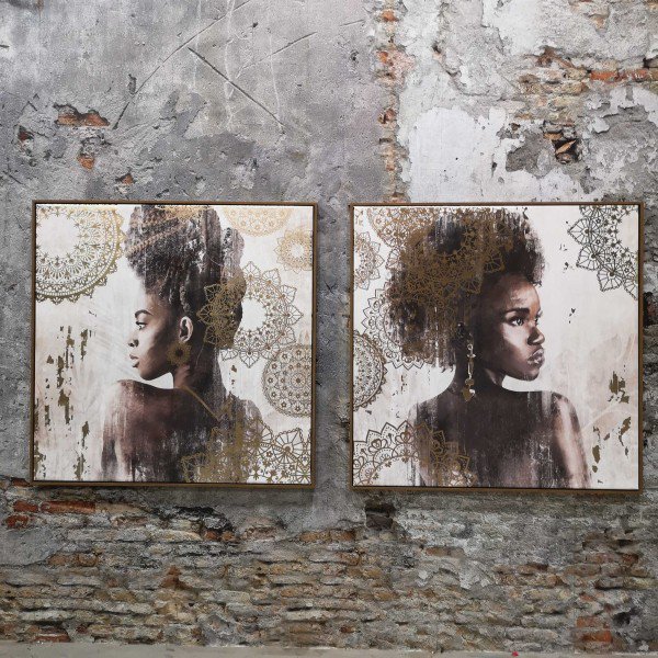 Gaia African lady 100x100 set van 2 stuks